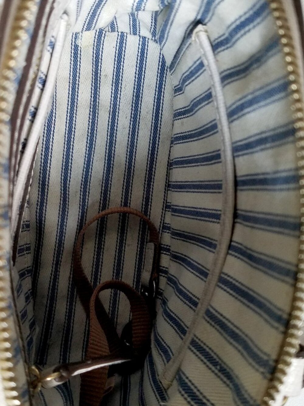 Dooney & Bourke Mini Saffiano Leather Domed Zip Ecru Satchel - Picture 5 of 8